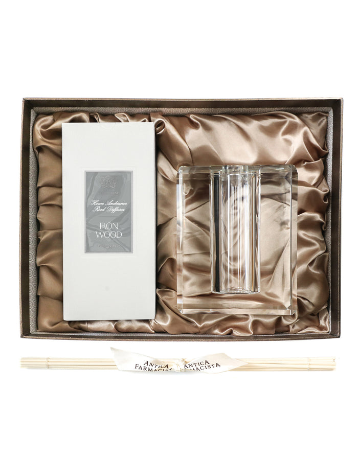 Decanter in box with reed bundl