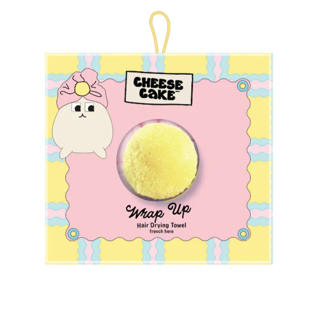 1pc Wrap Up Pom Pom Hair Drying Towel - Pink & Yellow