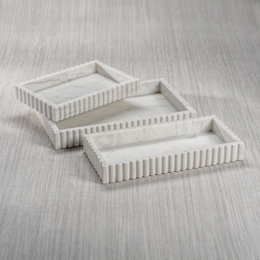 Camogli Scalloped White Marble Tray - Bandeja