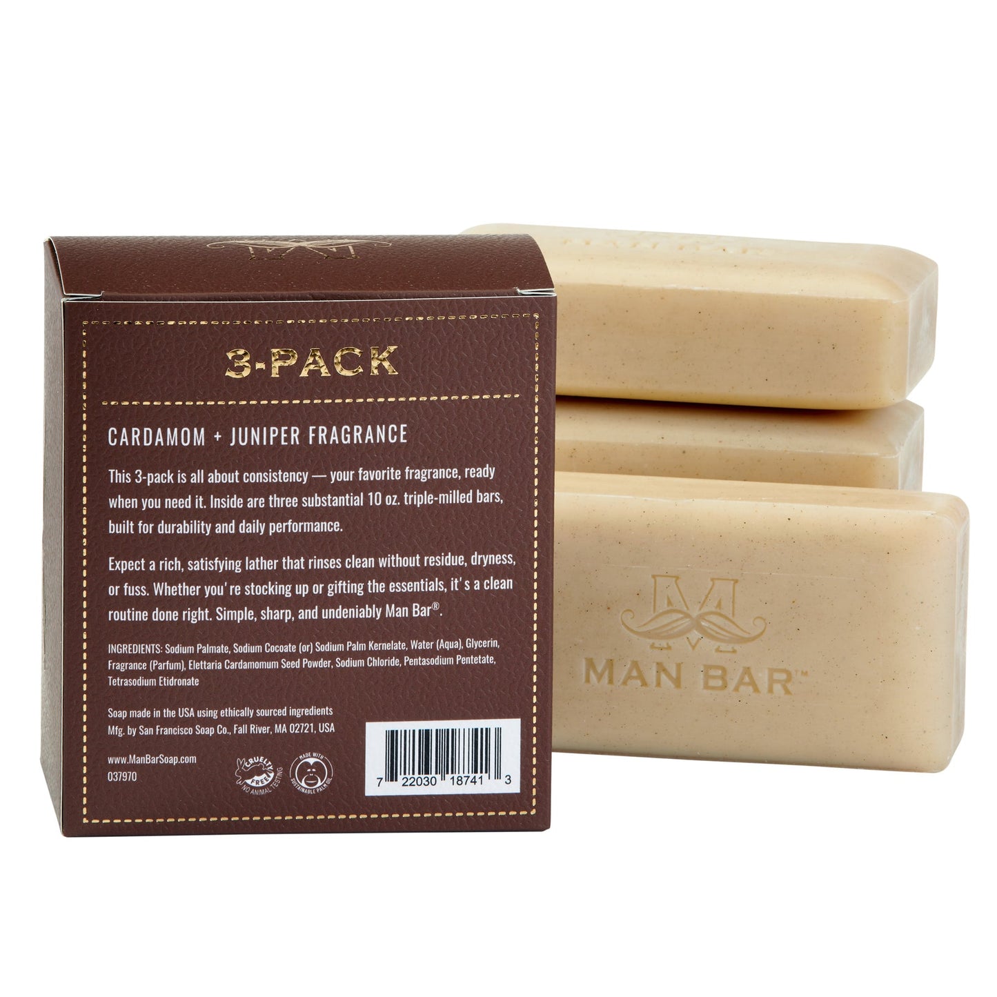 MAN BAR® Refill 3-Pack: Cardamom & Juniper - Jabón en Barra
