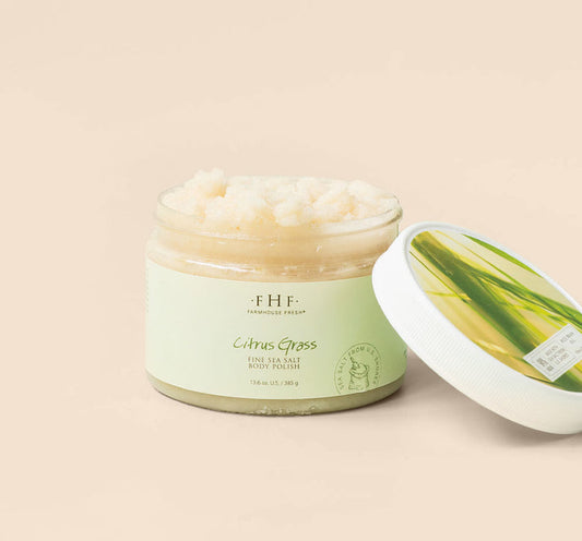 CITRUS GRASS FINE SEA SALT BODY POLISH 12 OZ + AGAVE NECTAR AGELESS BODY OIL 1.7OZ