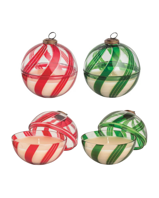 Candy Cane Glass Candles ornamento