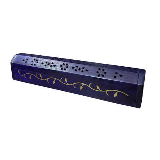 wood incense box purple with le