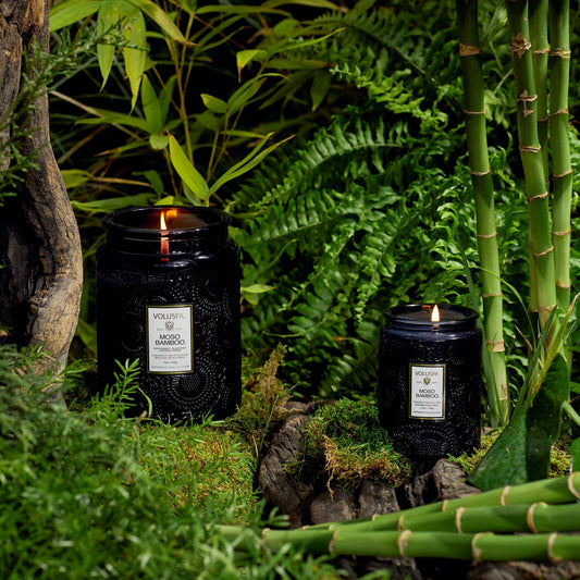 Moso Bamboo Large glass candle