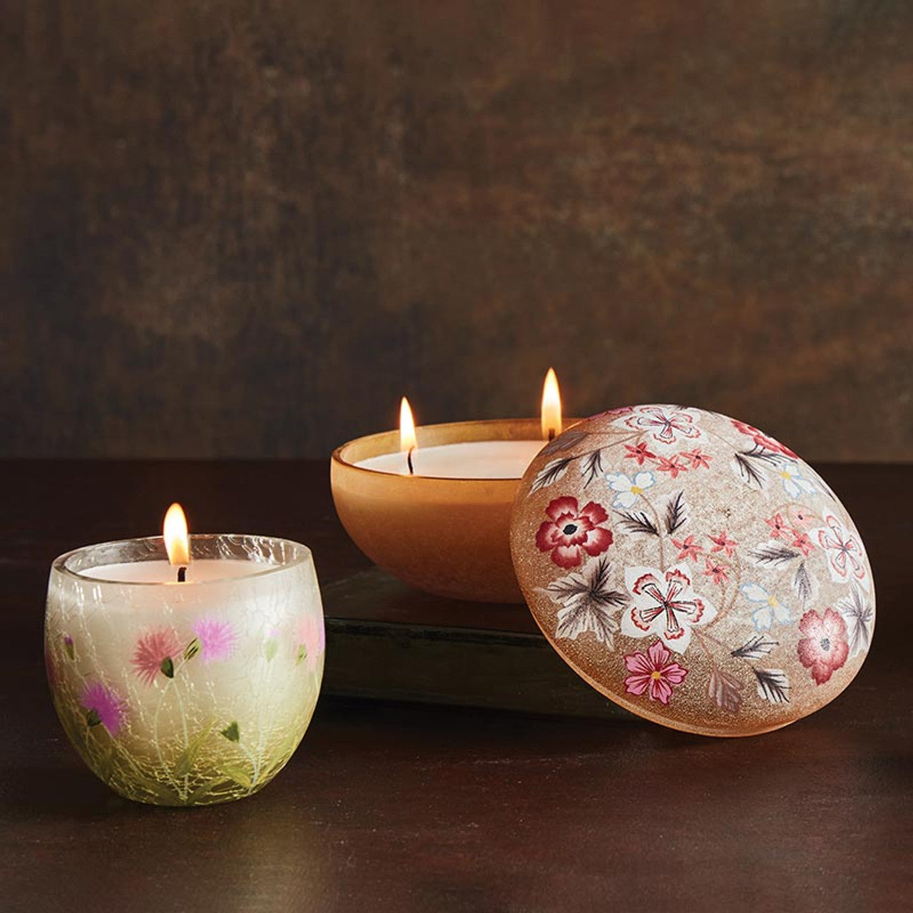 Hand Painted Floral Jar Candle