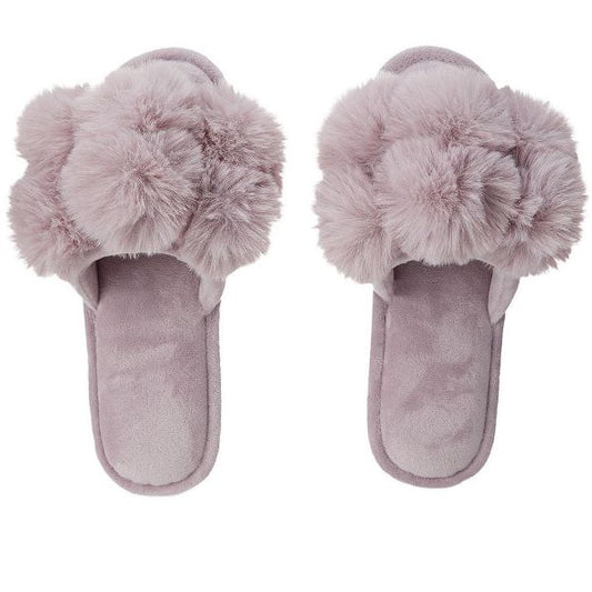 Luxe Pom-Pom Slippers - Pantuflas