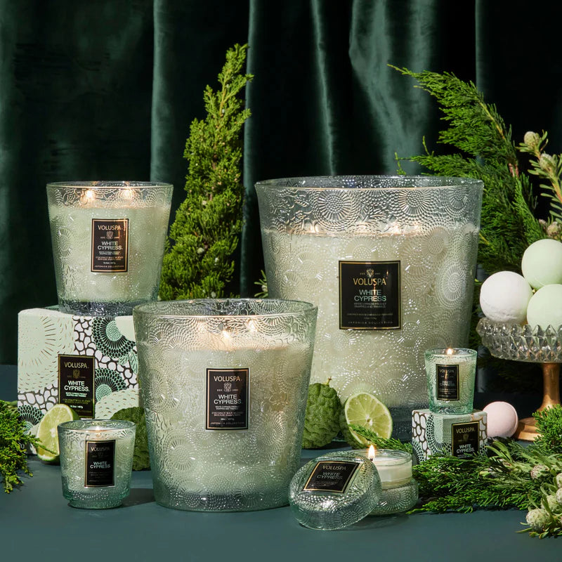 White Cypress 3 Wick Hearth Candle