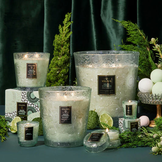 White Cypress 3 Wick Hearth Candle