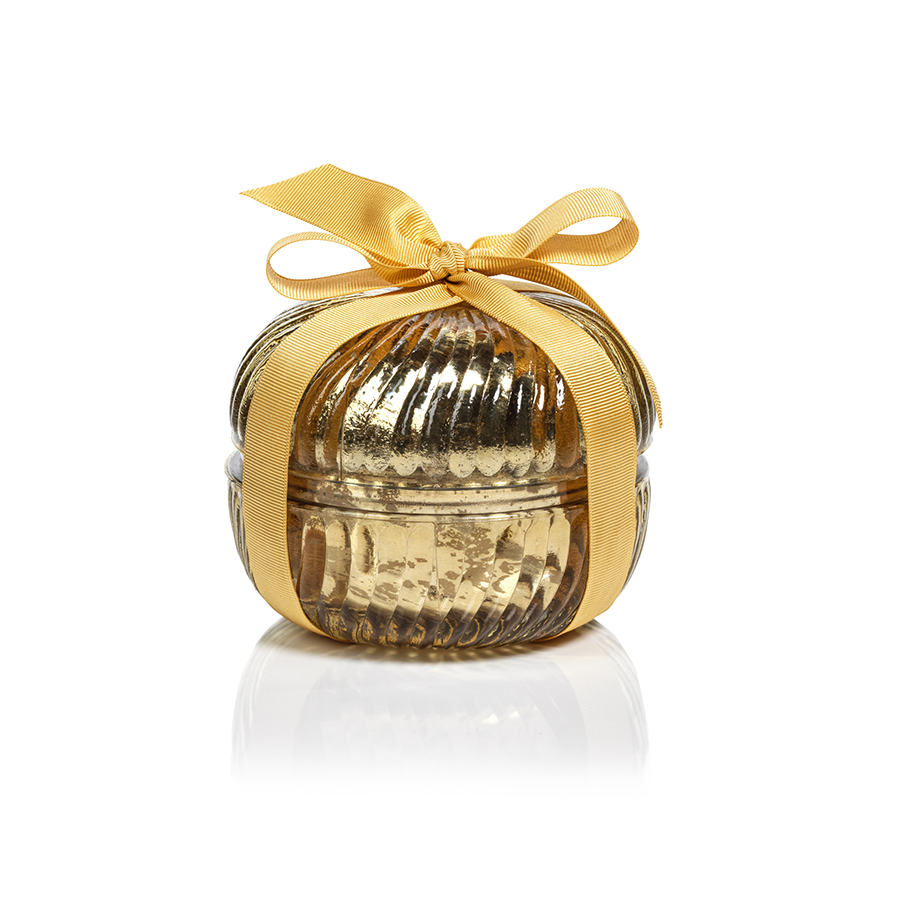 Tarro de cristal redondo estriado para velas - Dorado