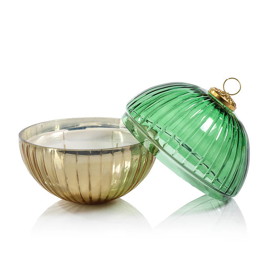 VELA PERFUMADA CON BOLA DE ADORNO DE VIDRIO GRABADO - VERDE GRANDE Ornament Candle