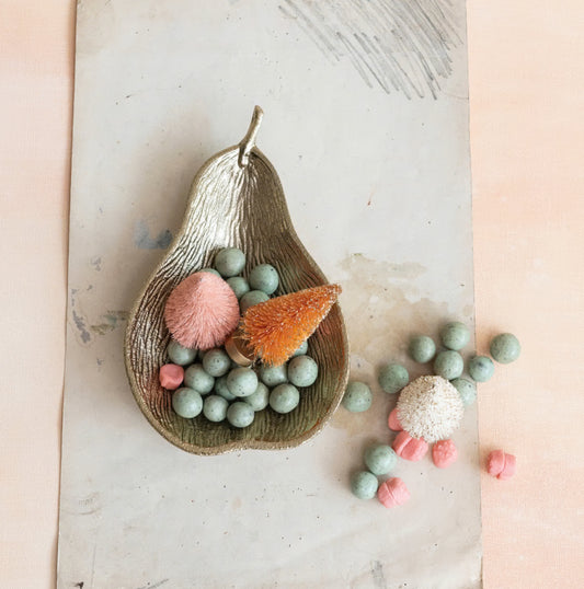 Piña seca natural con purpurina, color dorado