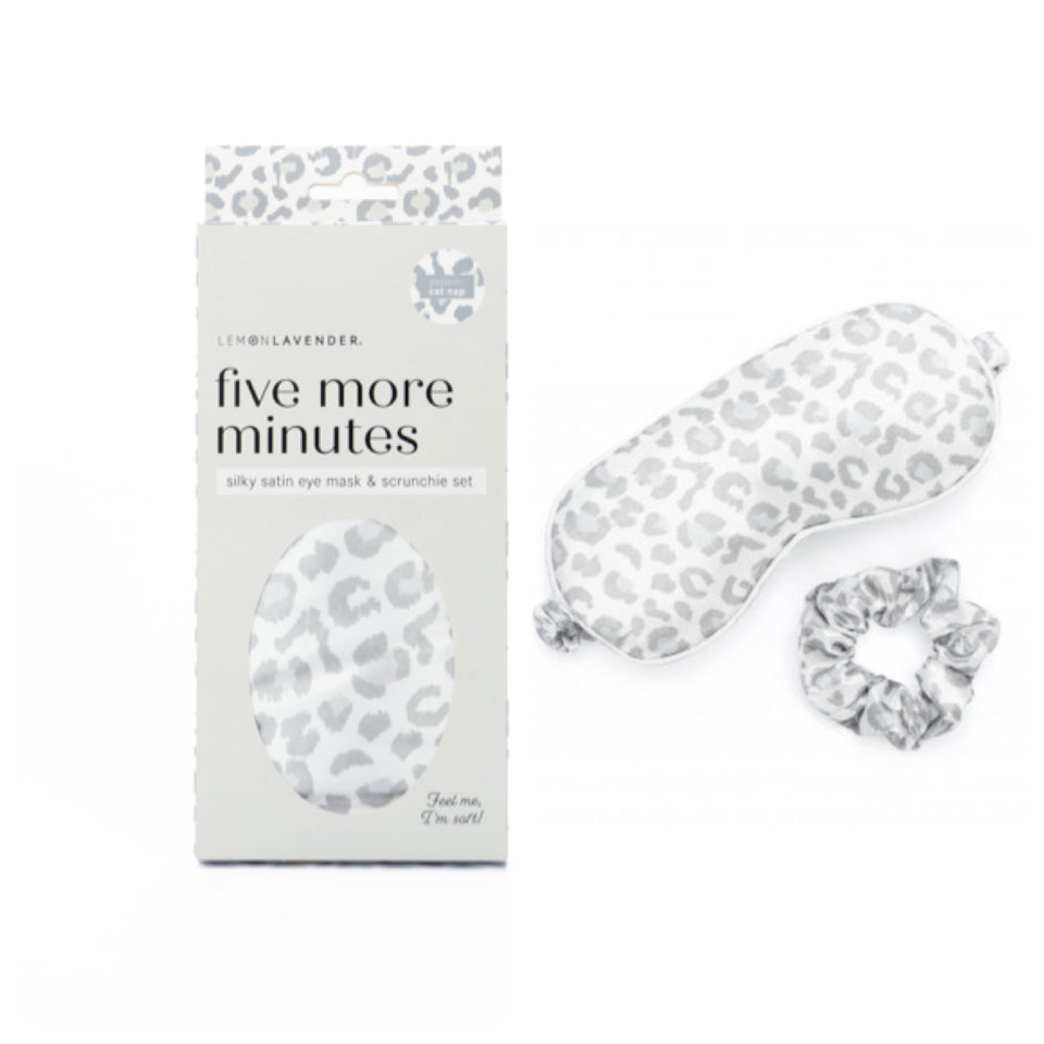 Silky Satin Eye Mask & Scrunchie Set in Cat Nap Print Regular pric