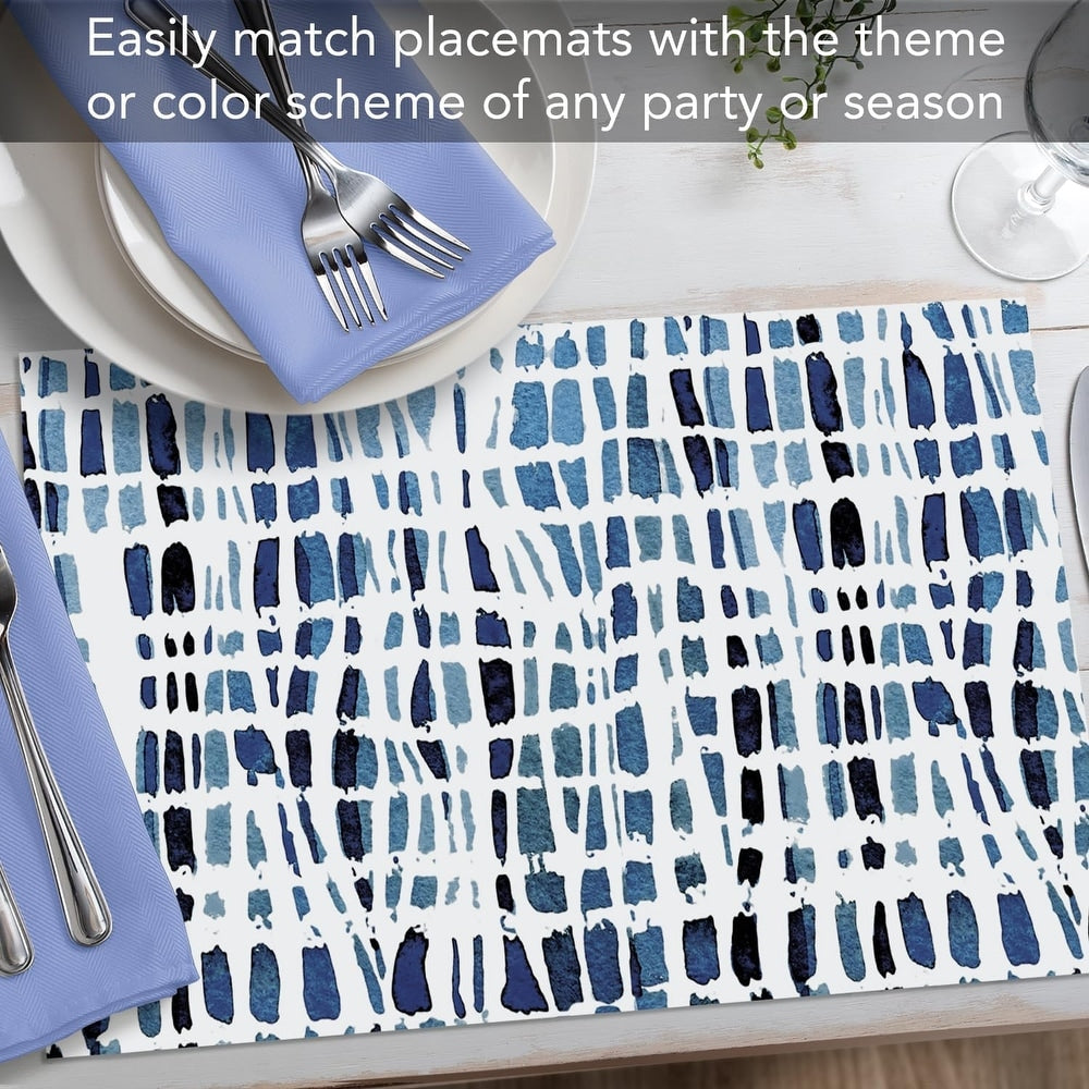 Indigo Wavy Lines Placemats - Manteles Individuales