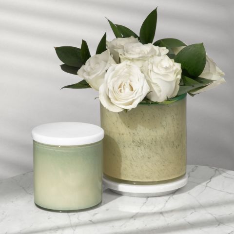 Signature Candle Lid - White Polished Marble - Tapa de vela