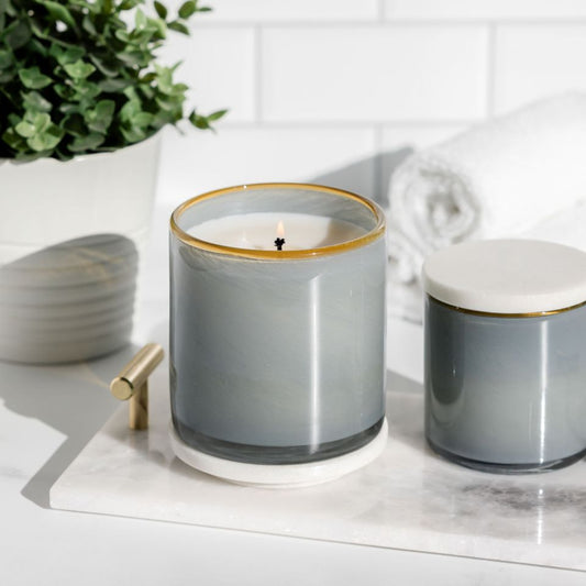 Classic Candle Lid - White Polished Marble - Tapa de vela clásica