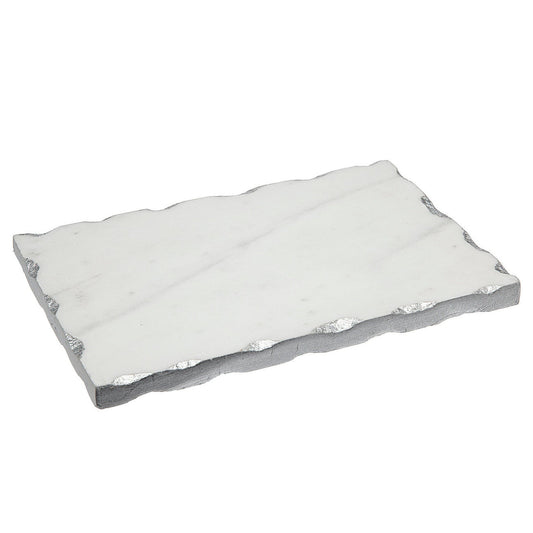 Lavi Marble Silver Organic Edge Small Rectangle Board