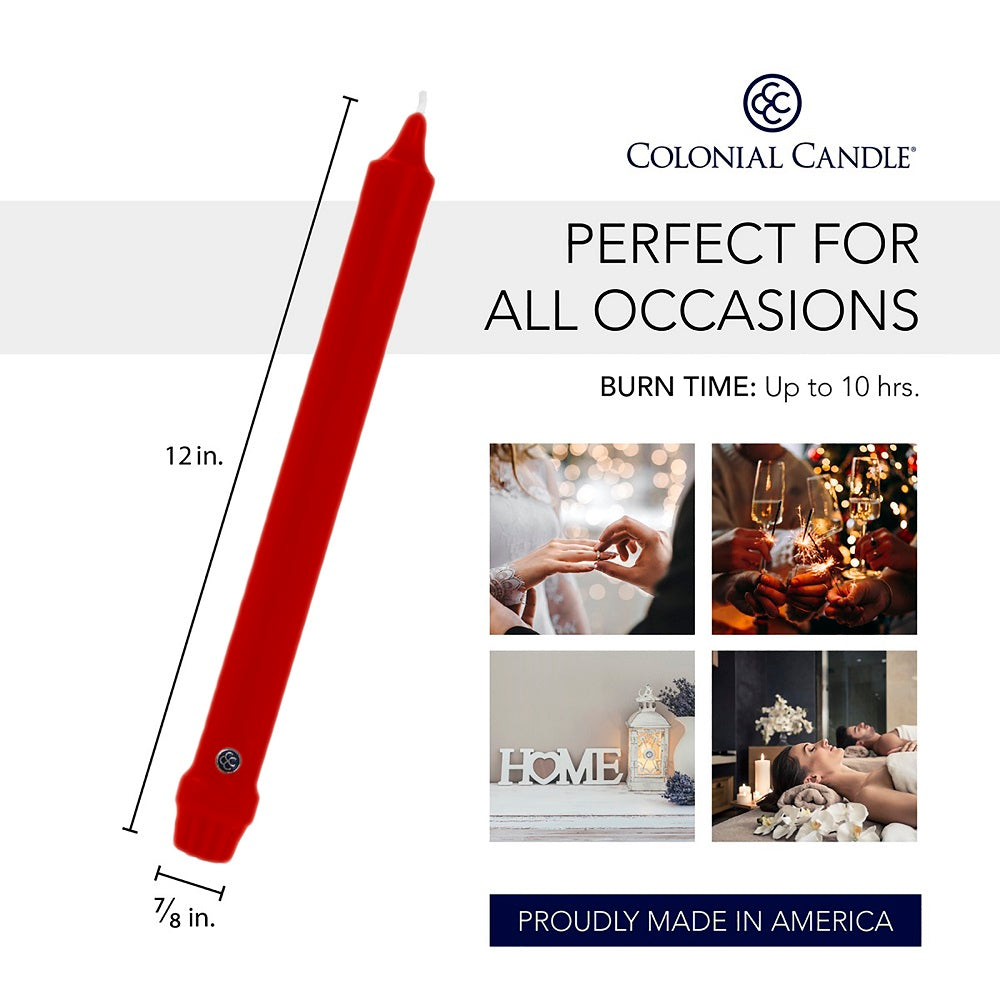 12" Red Classic Dinner Candle