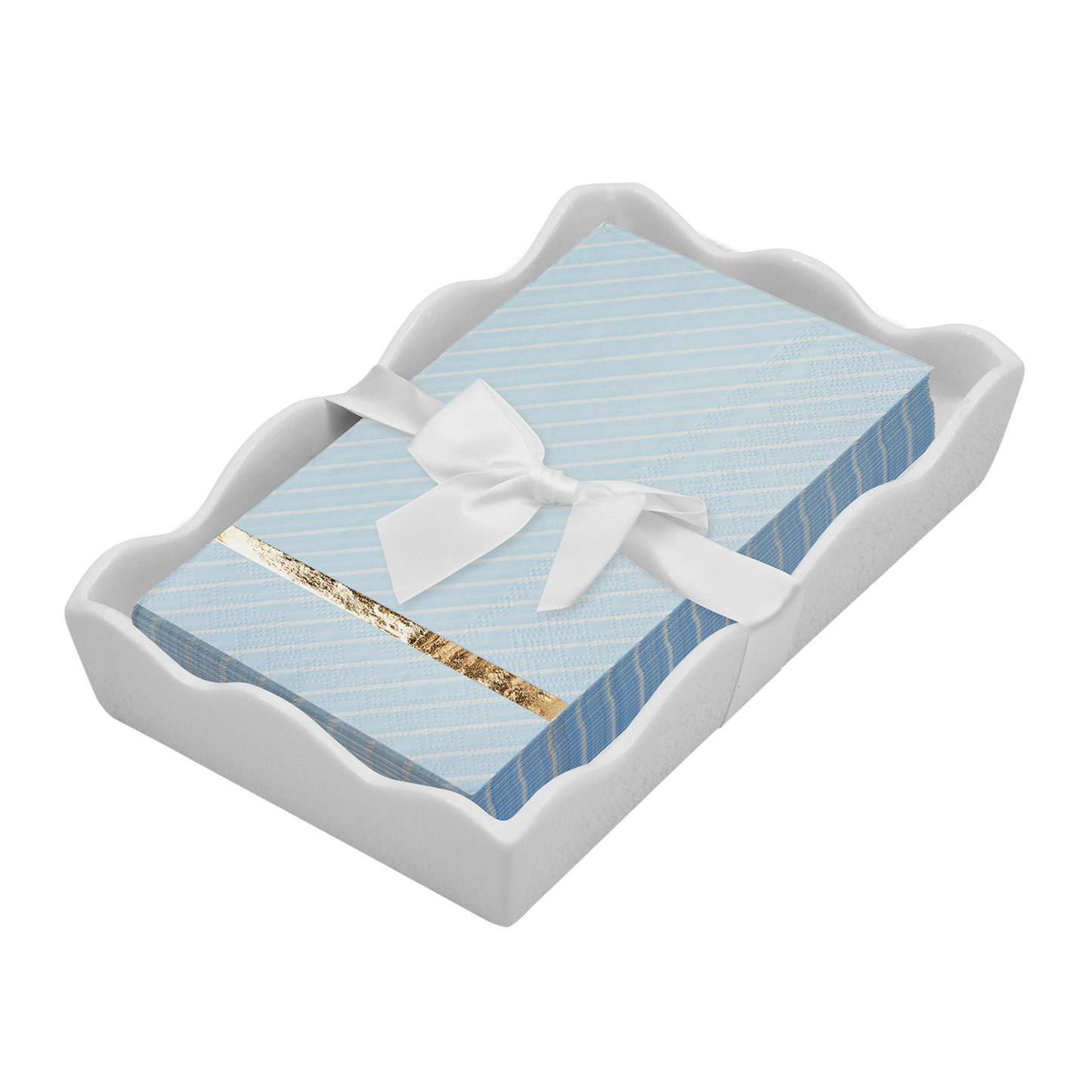 Ceramic Wave Napkin Tray with Guest Towel - Everyd