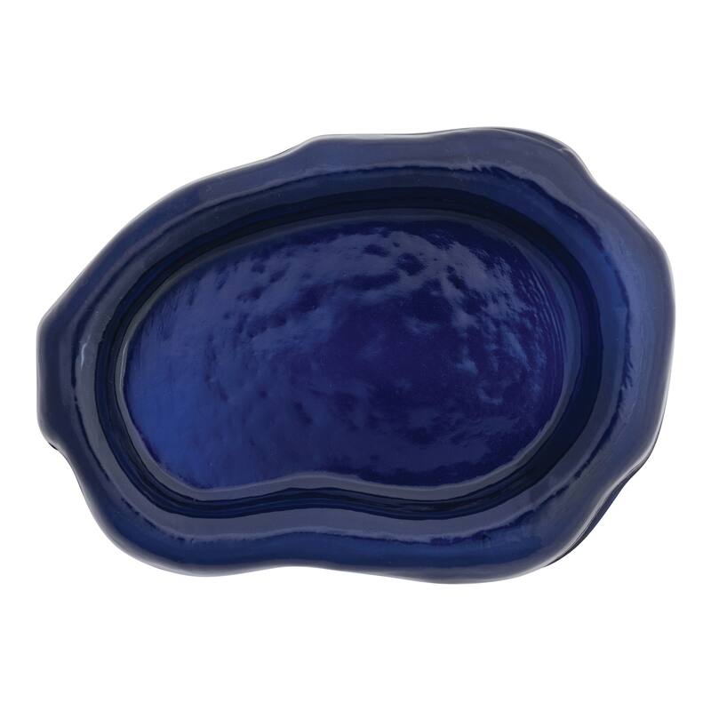 6"LX41/4"W PRESSED RECYCLED GLASS SPOON REST,BLUE / Plato azul de vidrio reciclado