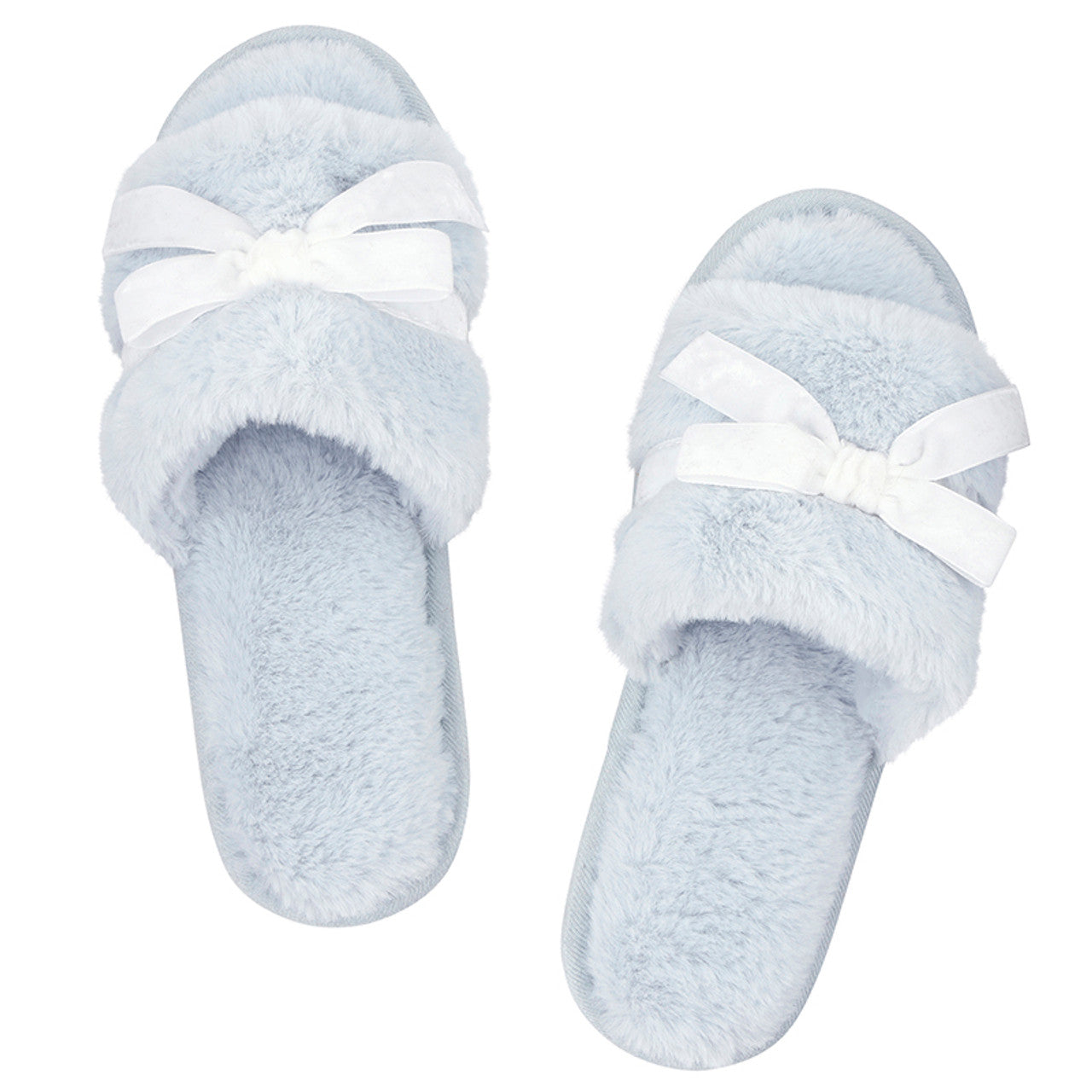 Plush Slippers - Spa Blue + Ivory Velvet