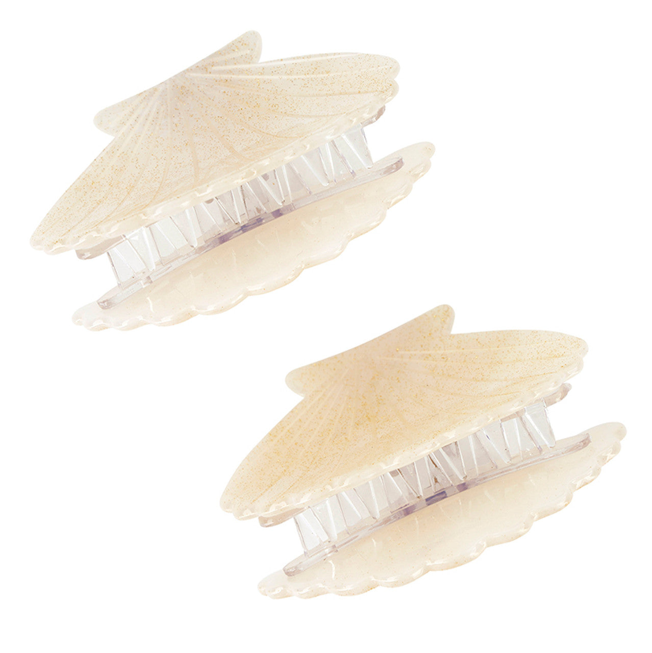 Claw Clips White Shells Set of 2