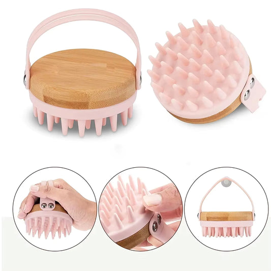 BPA-Free Silicone Bamboo Hair Scalp Massager and Body Brush