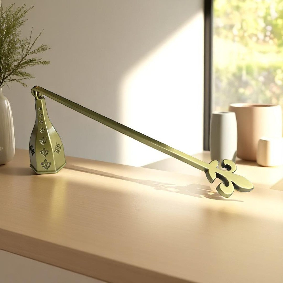 Candle Snuffer in Antique Brass with Fleur De Lis Motif