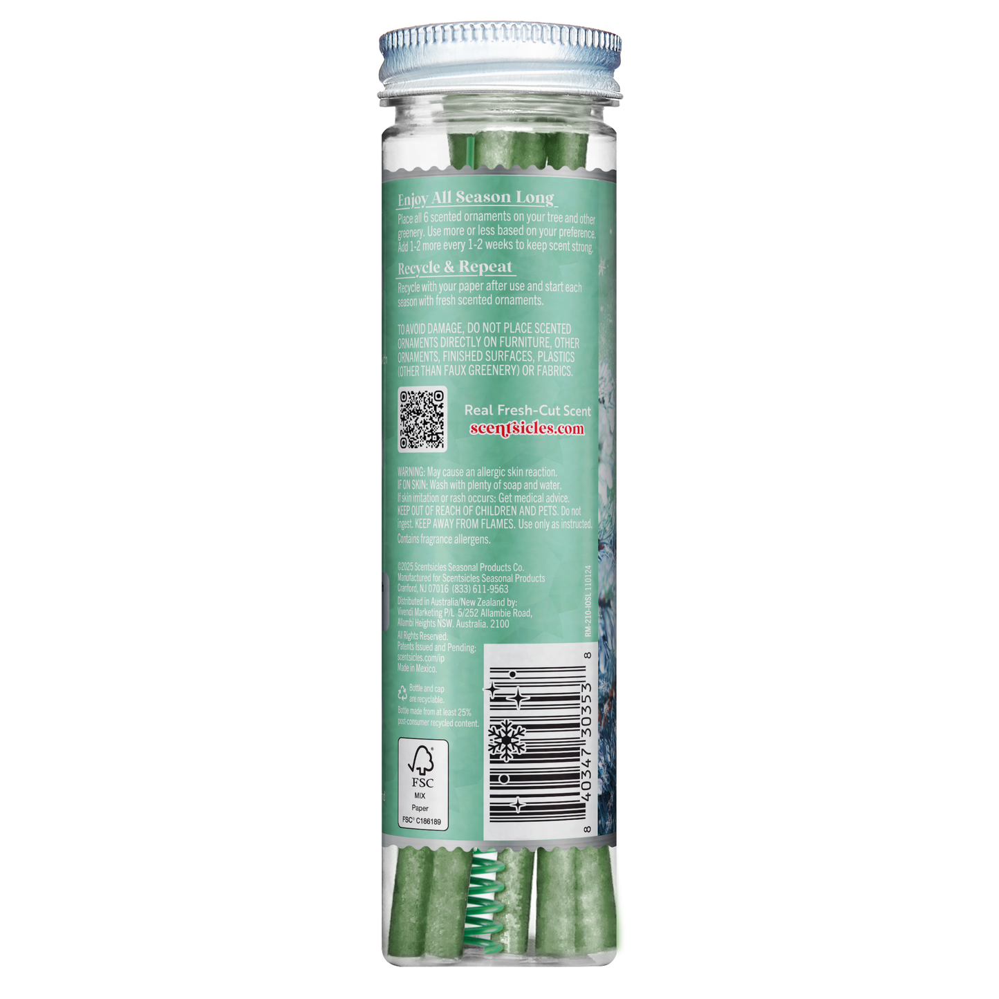 Scentsicles Scented Ornament Sticks, Icicles on Spruce, 6ct Bottle