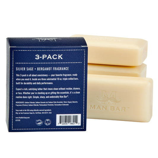 MAN BAR® Refill 3-Pack: Silver Sage & Bergamot - Jabón en Barra