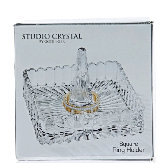 Ring Holder W/Square Base /  Porta Anillos de Cristal