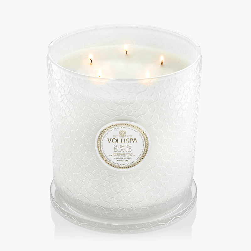 Suede Blanc 5 Wick Hearth Candle
