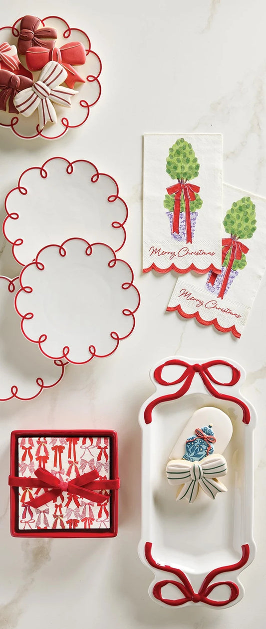 Ceramic Bow Platter - Red - Bandeja