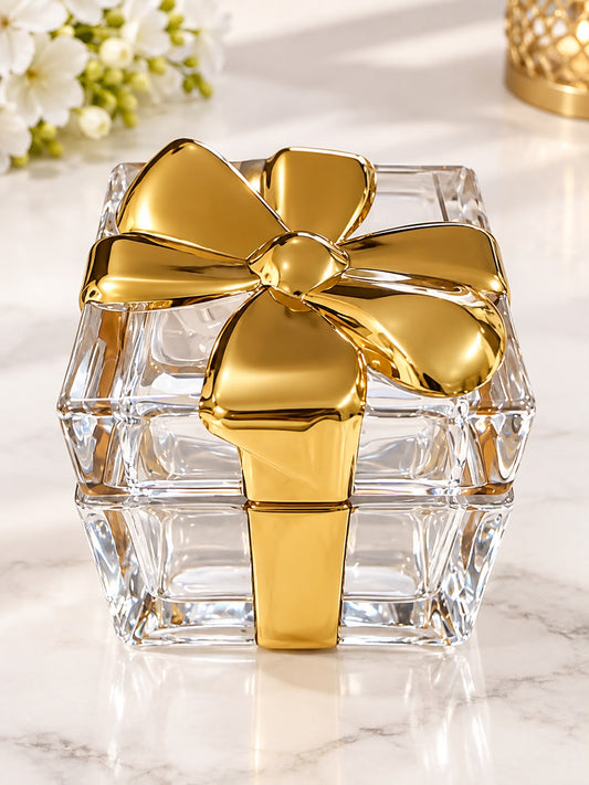 GOLD PRESENT COVERED BOX 3.5IN
