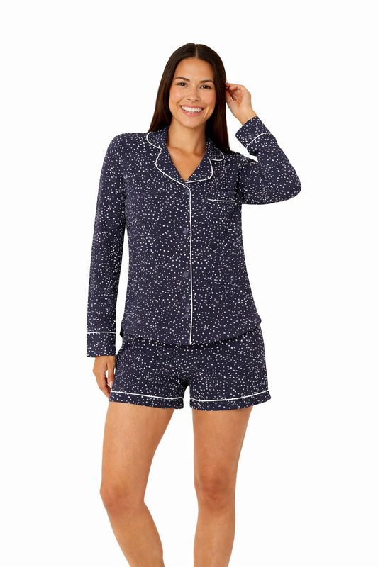 CONFETTI DOT PIMA KNIT LONG-SLEEVED SHORT SET