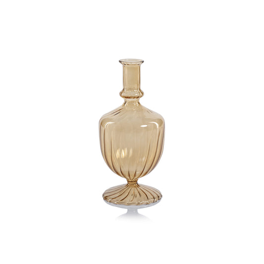 Jarrón de vidrio en espiral de color ámbar claro con forma de urna de Zodax