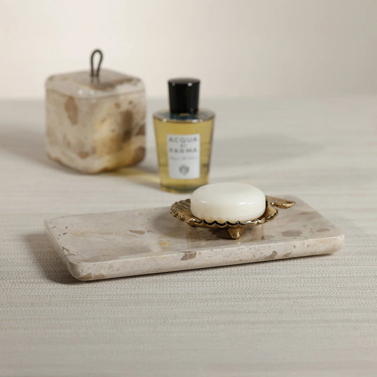 Crema Fossil Marble Vanity Tray - Bandeja