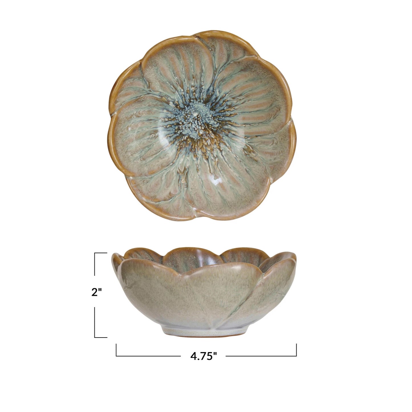 Tazón de gres con forma de flor