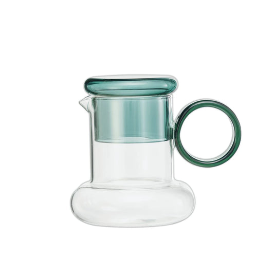 Jarra de vidrio de 16 oz con vaso para beber verde de 8 oz, juego de 2