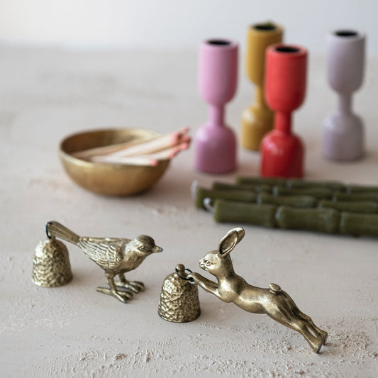 Pewter Bird Shaped Candle Snuffer, Antique Gold Finish / Apagavelas en forma de pájaro