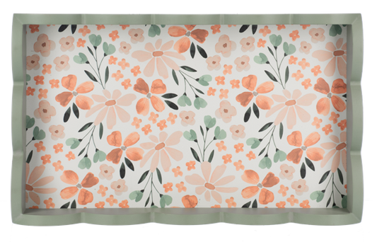Floral Tray with Scallop Edge - Bandeja con diseño Floral