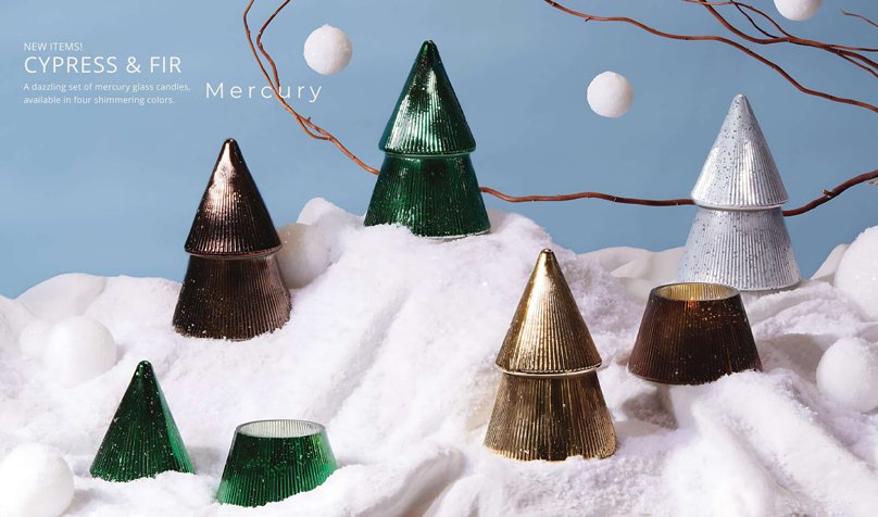 White Stacked Tree Candle Cypress & Fir - Vela