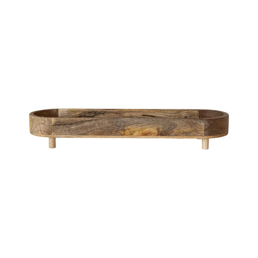 Mango Wood Footed Tray, Natural