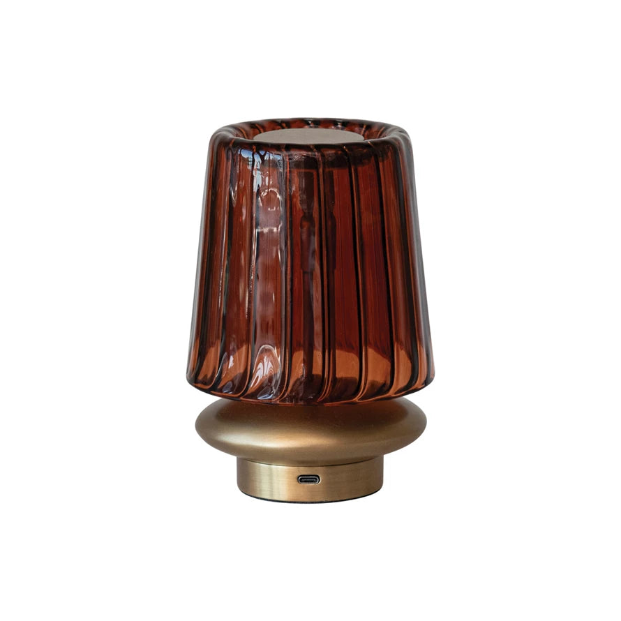 Glass & Metal Pleated LED Table