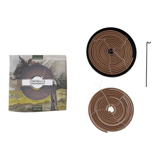 2 Piece Outdoor Hanging Incense Coils with Stand, Set of 3 in Box / Espirales de incienso