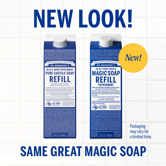 Dr. Bronner's 18-in-1 Pure-Castile Peppermint Magic Soap 32 fl. oz. refill carton