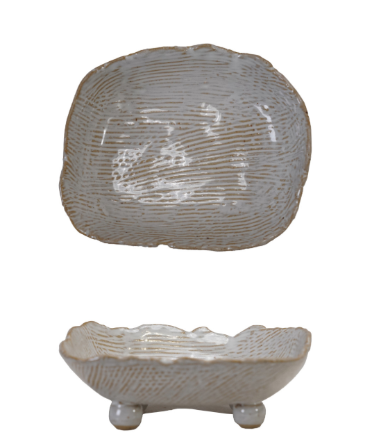 Stoneware Organic Shaped Footed Dish / Plato de cerámica orgánica con pie (cada uno será diferente)