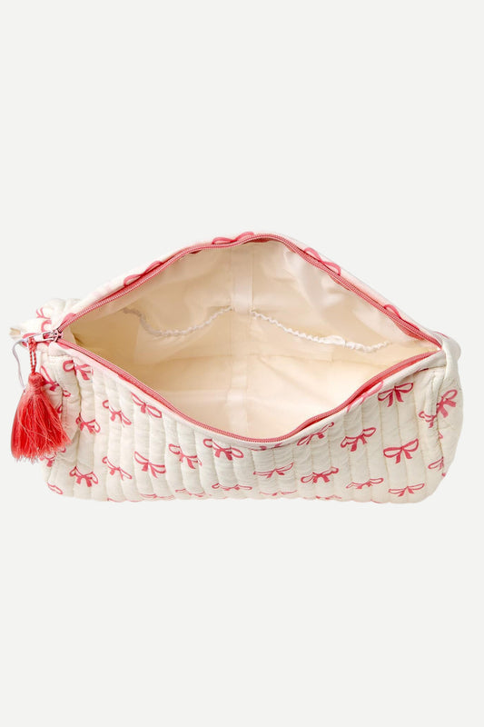 Coquette Bow Cotton Quilted Pouche