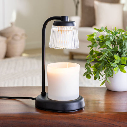 Fluted Glass Black Candle Warmer Lamp - Lámpara Calentadora de Velas