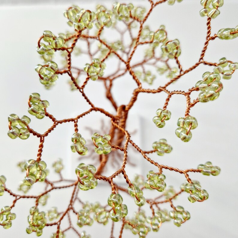 Copper Wire Tree with Green Beads - Árbol