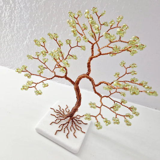 Copper Wire Tree with Green Beads - Árbol